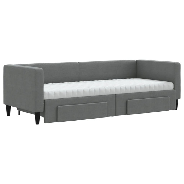daybed med udtræk og skuffer 80x200 cm stof mørkegrå
