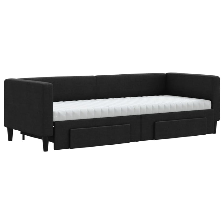 daybed med udtræk og skuffer 80x200 cm stof sort