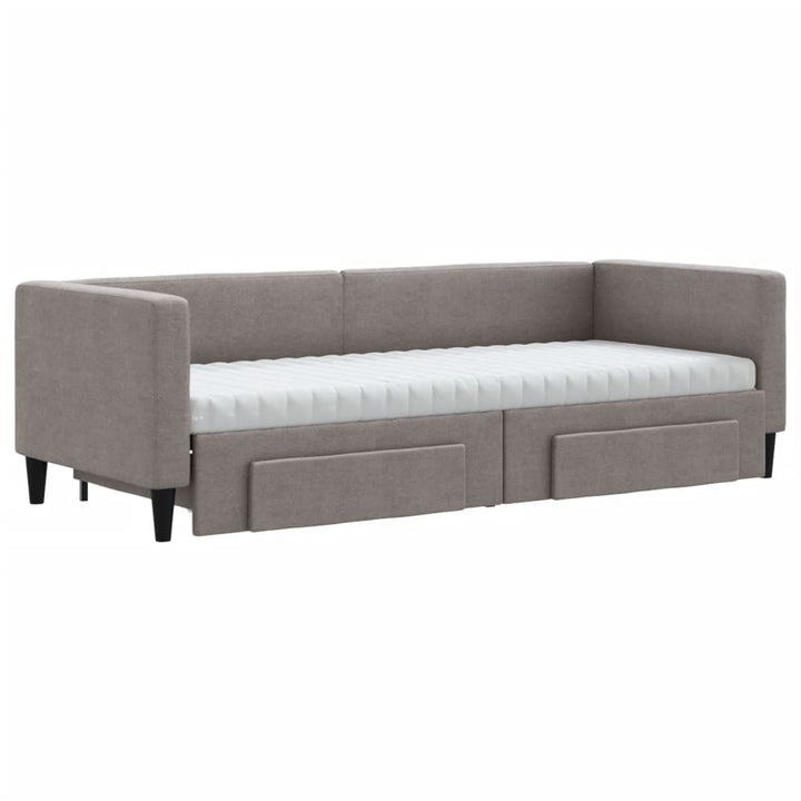 daybed med udtræk og skuffer 80x200 cm stof gråbrun