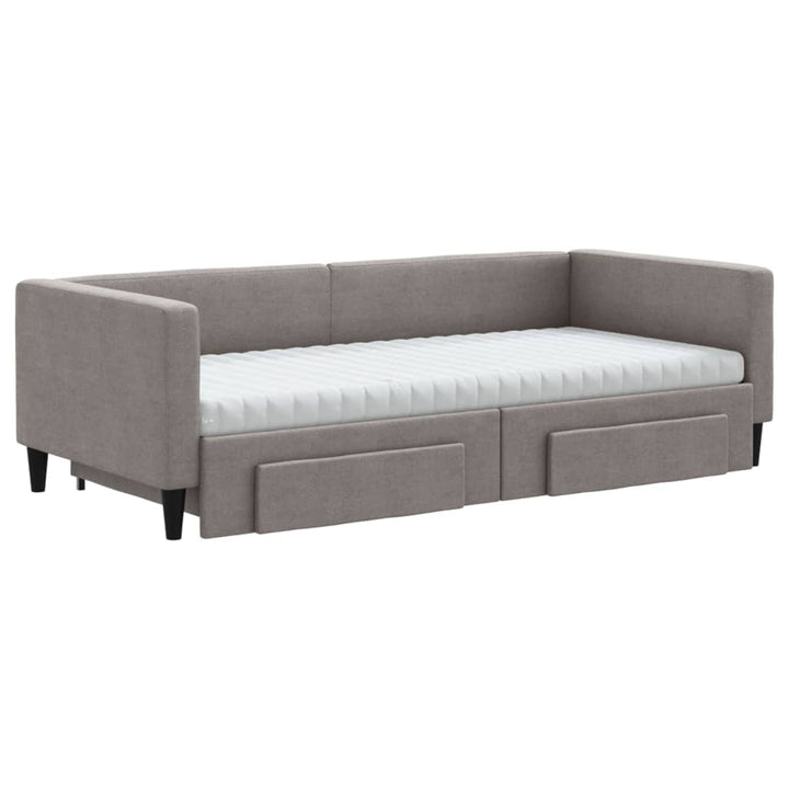 daybed med udtræk og skuffer 90x200 cm stof gråbrun