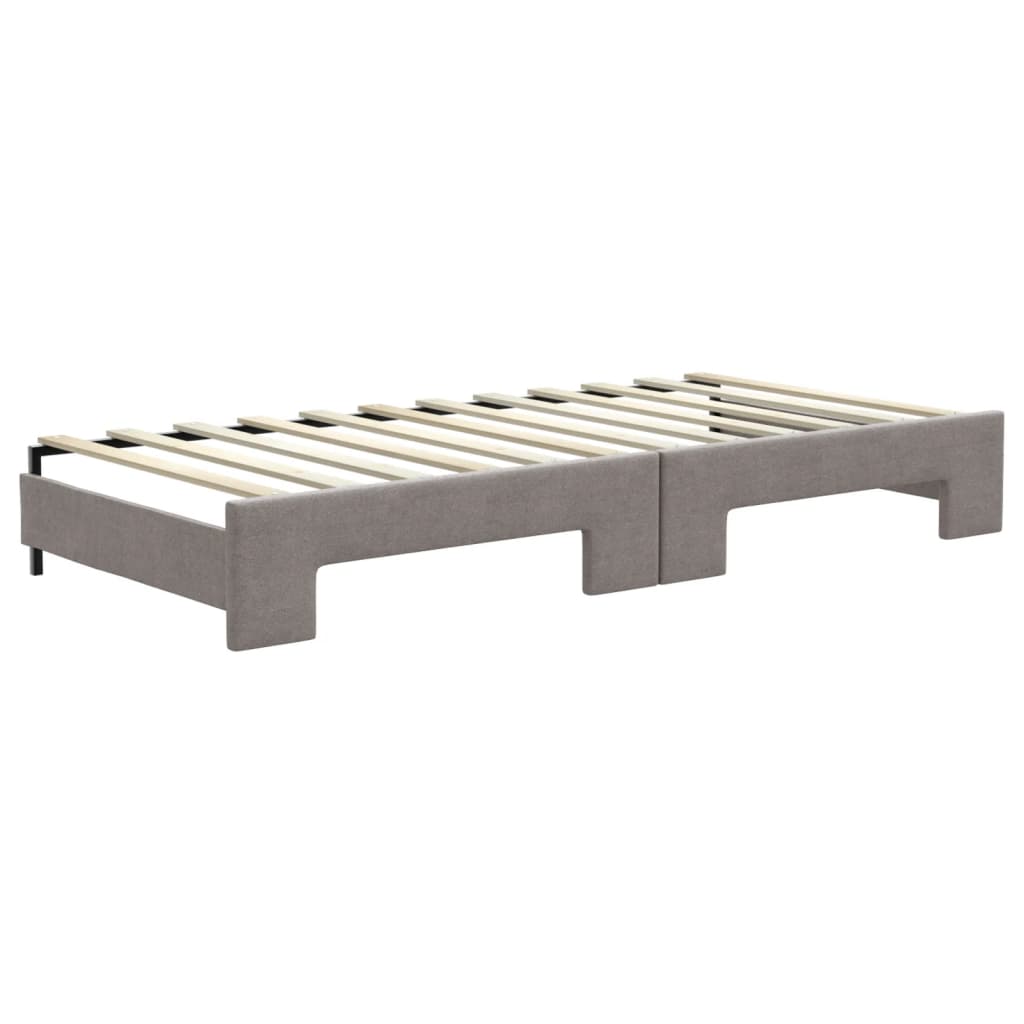 daybed med udtræk og skuffer 90x200 cm stof gråbrun