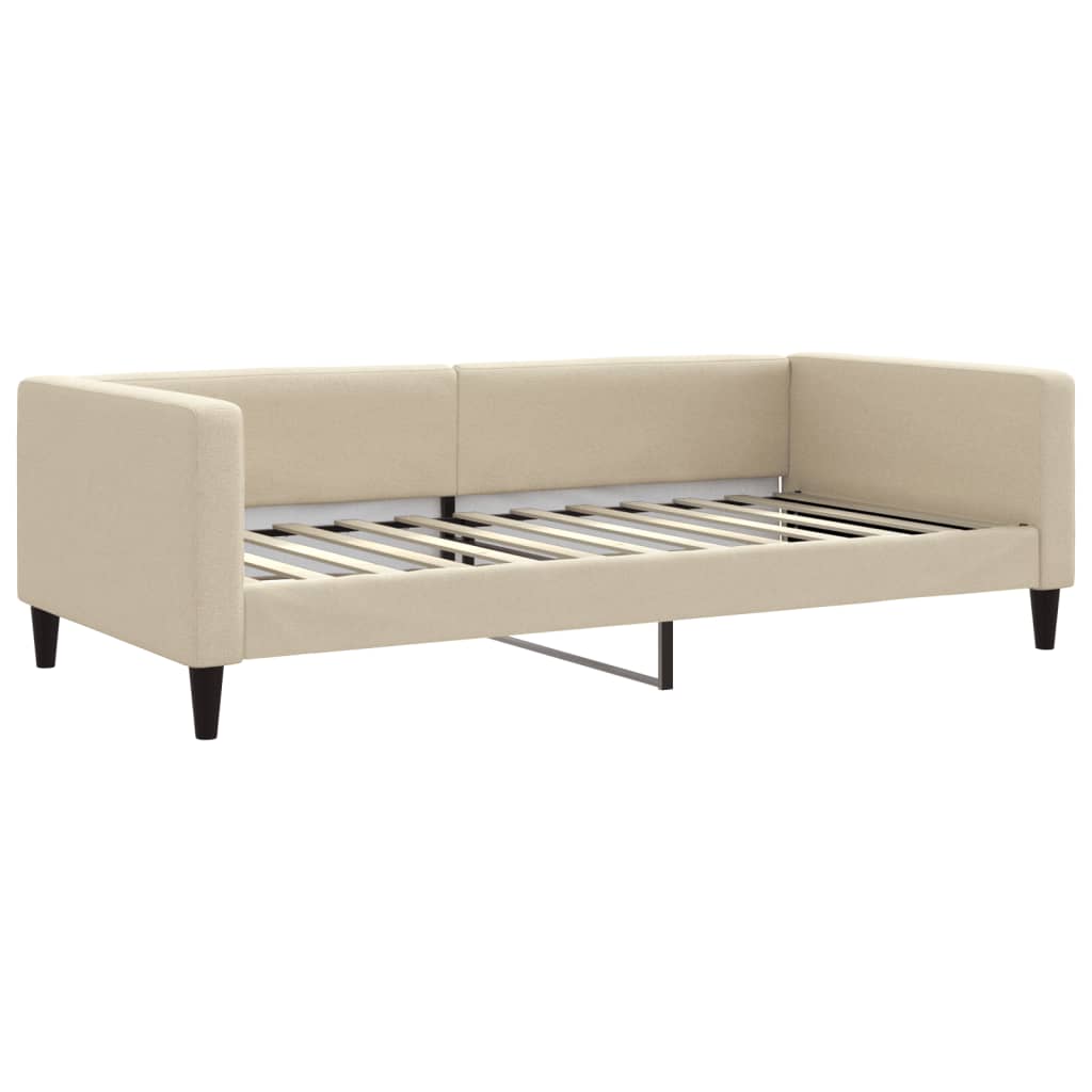 daybed med udtræk og skuffer 100x200 cm stof cremefarvet