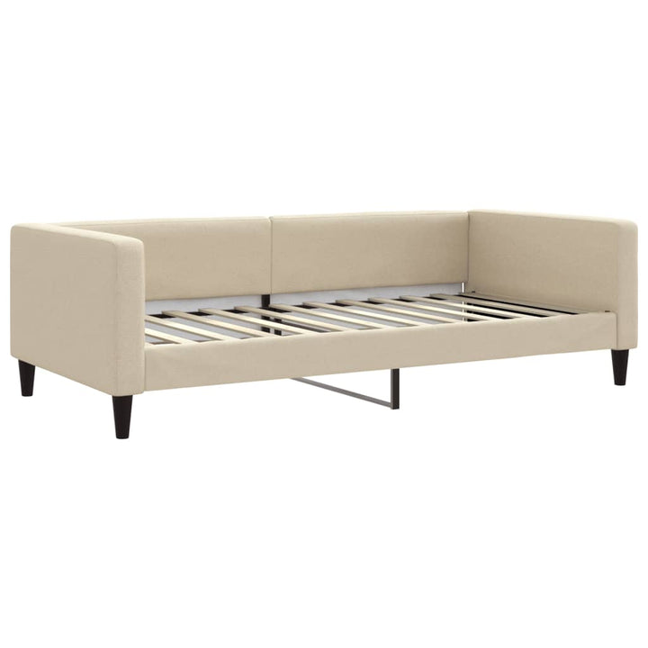 daybed med udtræk og skuffer 100x200 cm stof cremefarvet