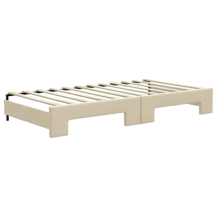 daybed med udtræk og skuffer 100x200 cm stof cremefarvet