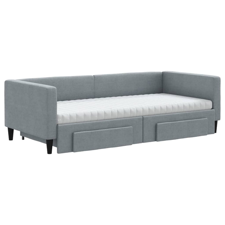 daybed med udtræk og skuffer 90x190 cm stof lysegrå