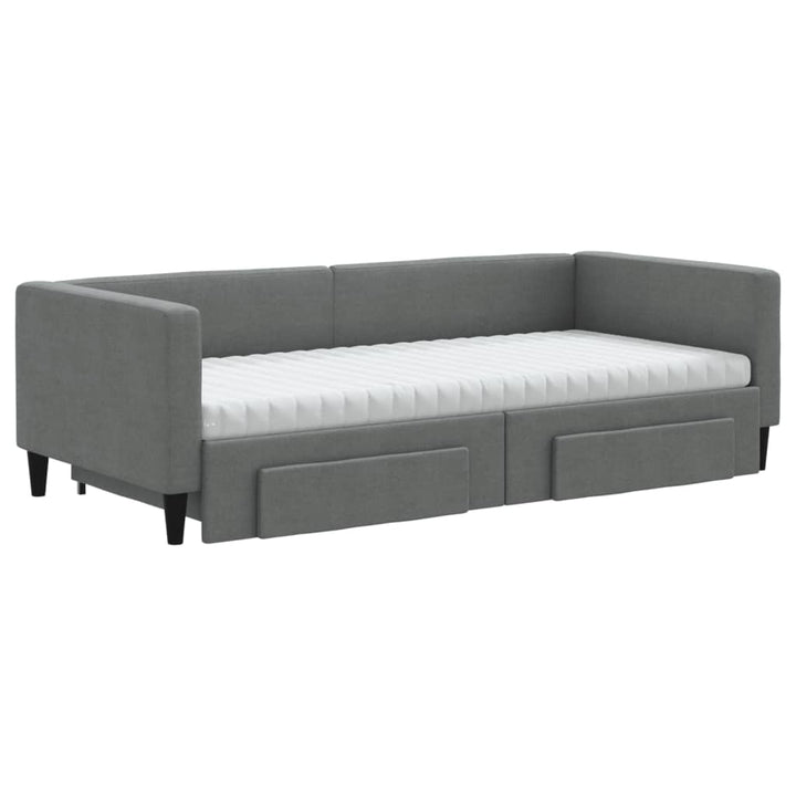 daybed med udtræk og skuffer 90x190 cm stof mørkegrå