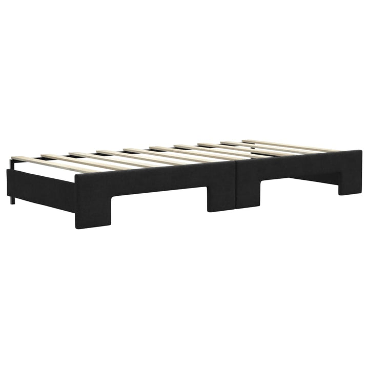 daybed med udtræk og skuffer 90x190 cm stof sort