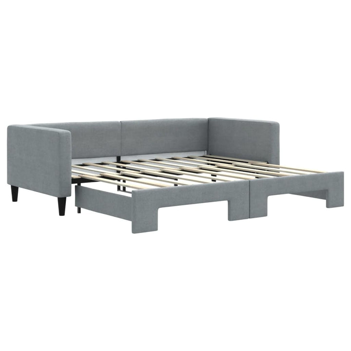 daybed med udtræk 100x190 cm stof lysegrå