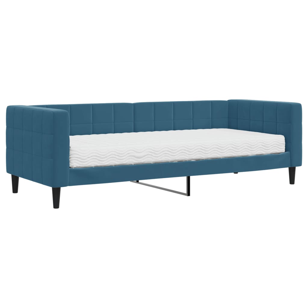 daybed med madras 80x200 cm velour blå