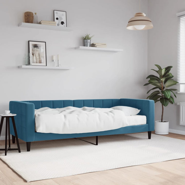 daybed med madras 80x200 cm velour blå