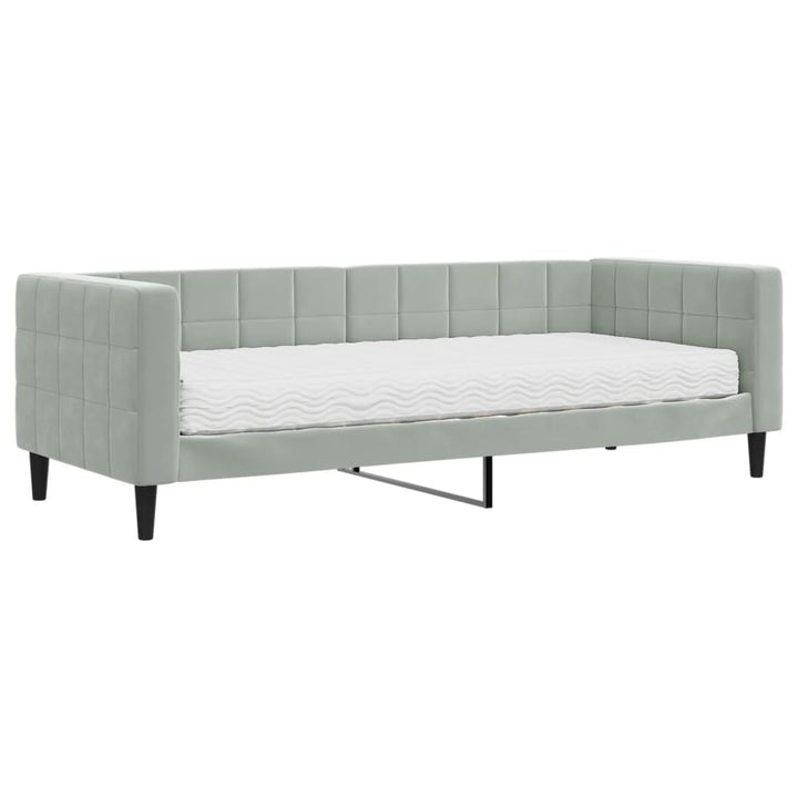 daybed med madras 80x200 cm velour lysegrå