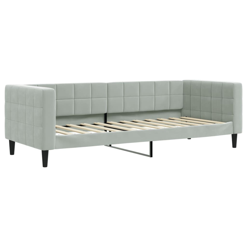 daybed med madras 80x200 cm velour lysegrå