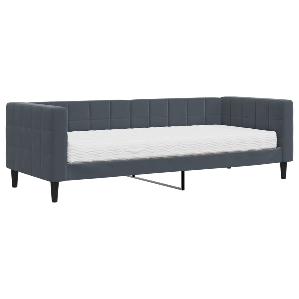 daybed med madras 80x200 cm velour mørkegrå