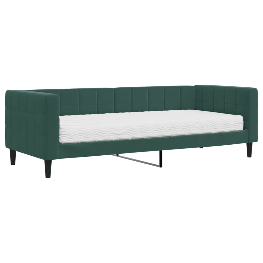 daybed med madras 80x200 cm velour mørkegrøn