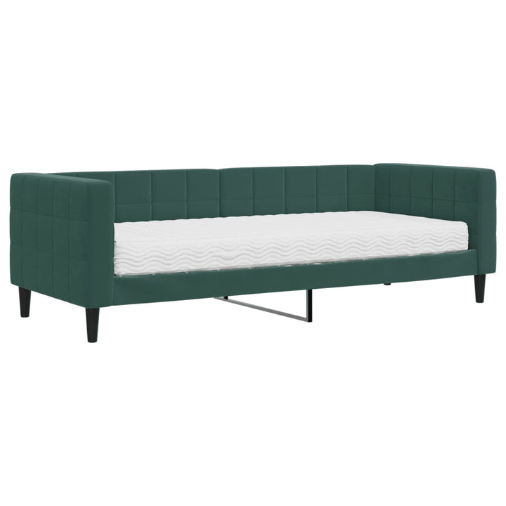 daybed med madras 80x200 cm velour mørkegrøn