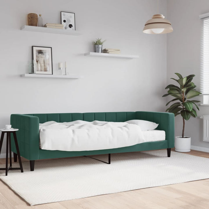 daybed med madras 80x200 cm velour mørkegrøn