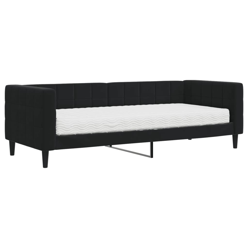 daybed med madras 80x200 cm velour sort