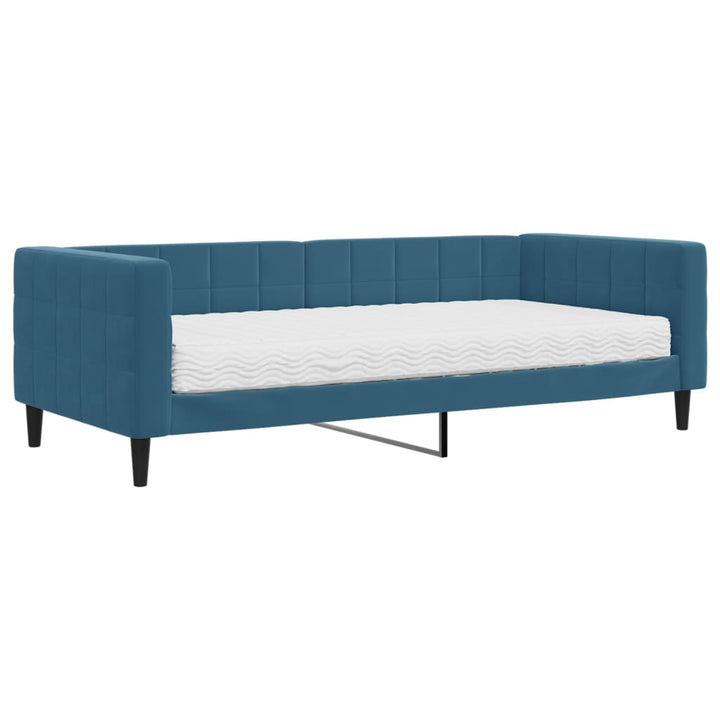 daybed med madras 90x200 cm velour blå