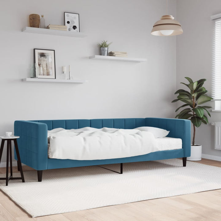 daybed med madras 90x200 cm velour blå
