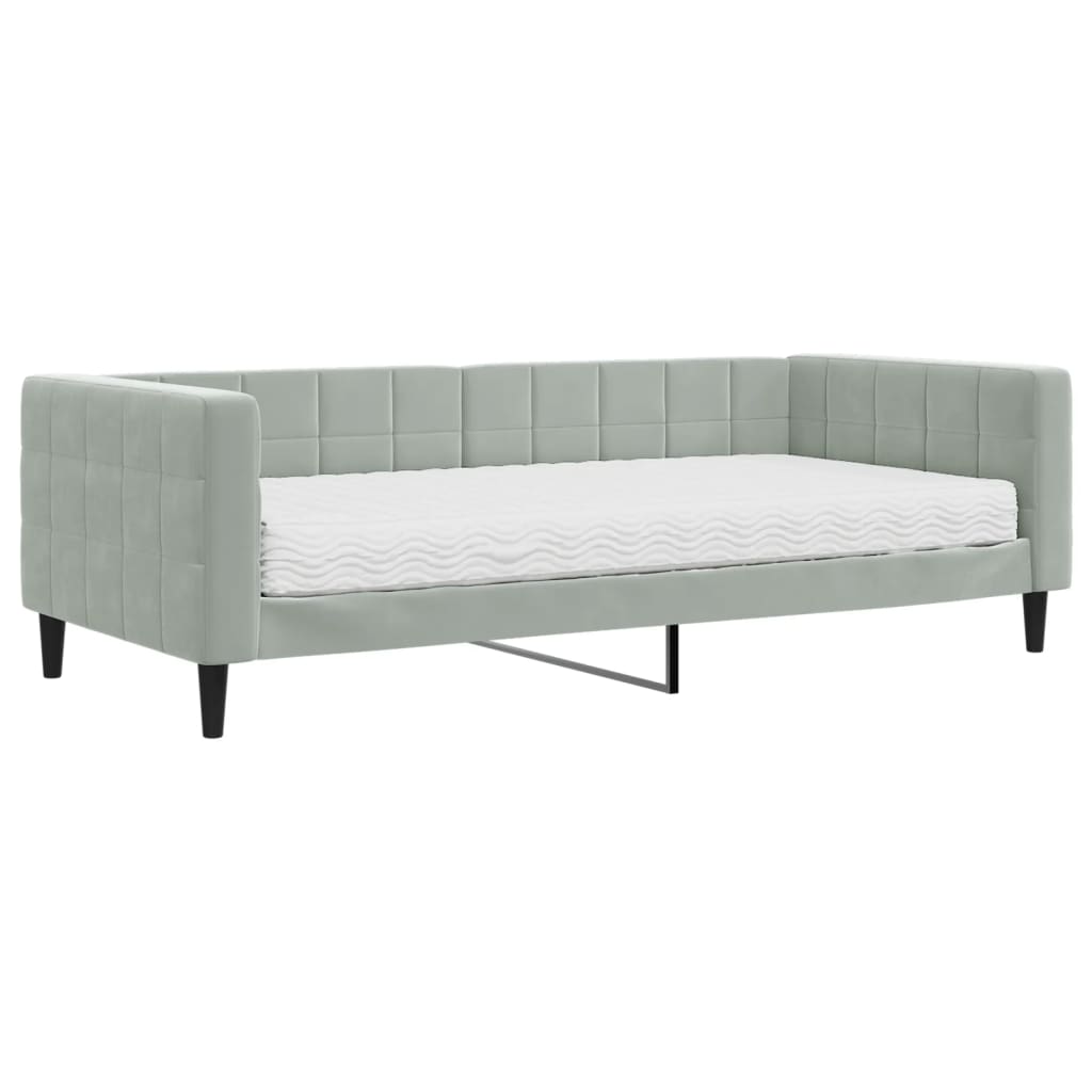 daybed med madras 90x200 cm velour lysegrå