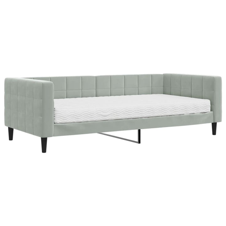 daybed med madras 90x200 cm velour lysegrå