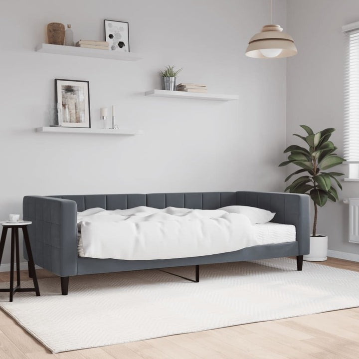 daybed med madras 90x200 cm velour mørkegrå