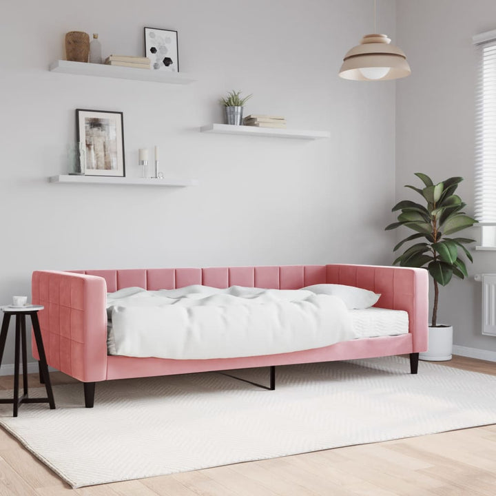 daybed med madras 90x200 cm velour pink