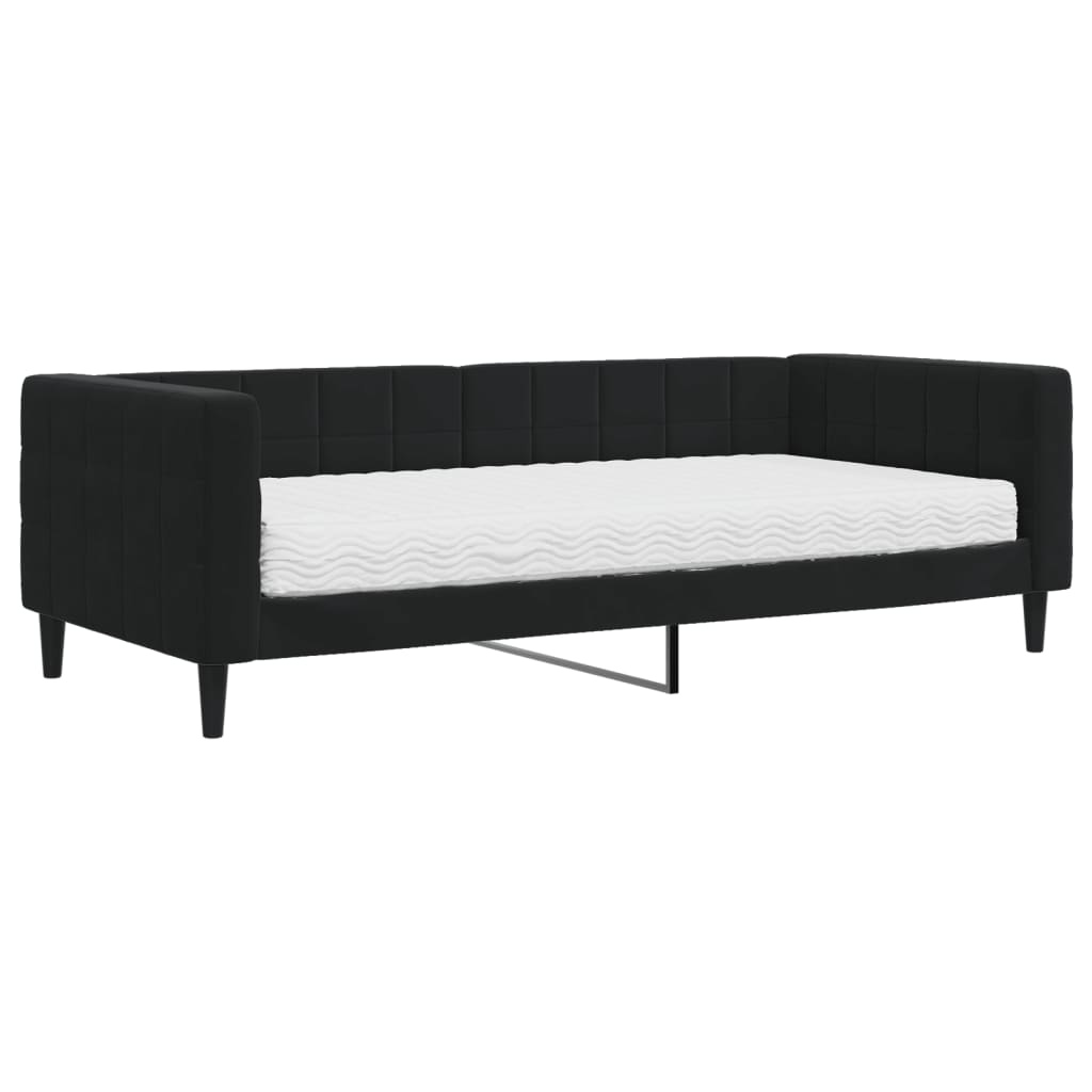 daybed med madras 90x200 cm velour sort