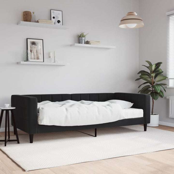 daybed med madras 90x200 cm velour sort