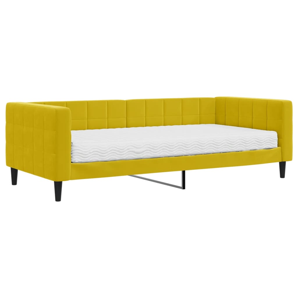 daybed med madras 90x200 cm velour gul