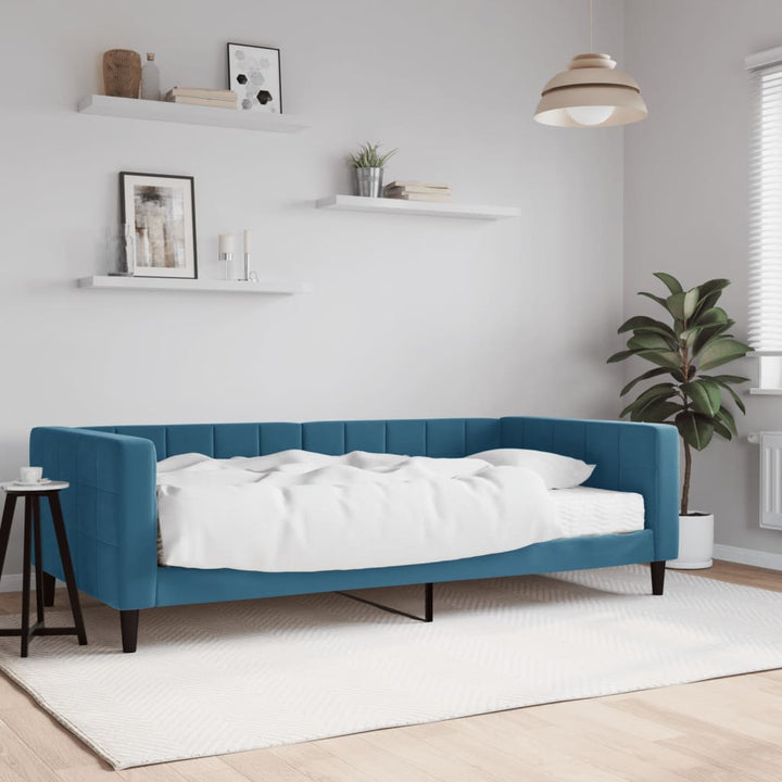 daybed med madras 100x200 cm velour blå