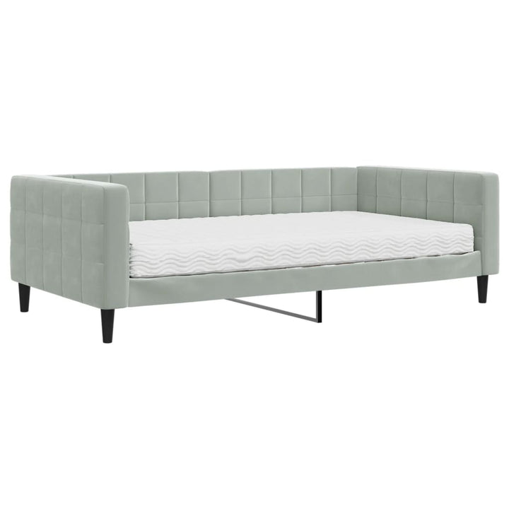 daybed med madras 100x200 cm velour lysegrå