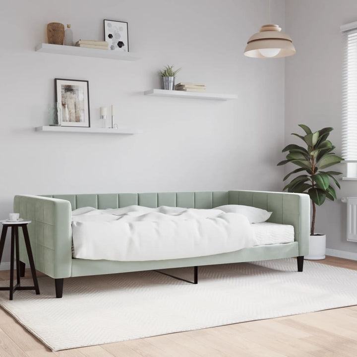 daybed med madras 100x200 cm velour lysegrå