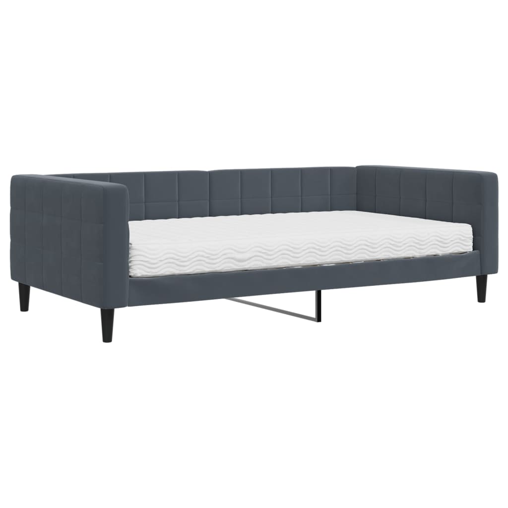 daybed med madras 100x200 cm velour mørkegrå