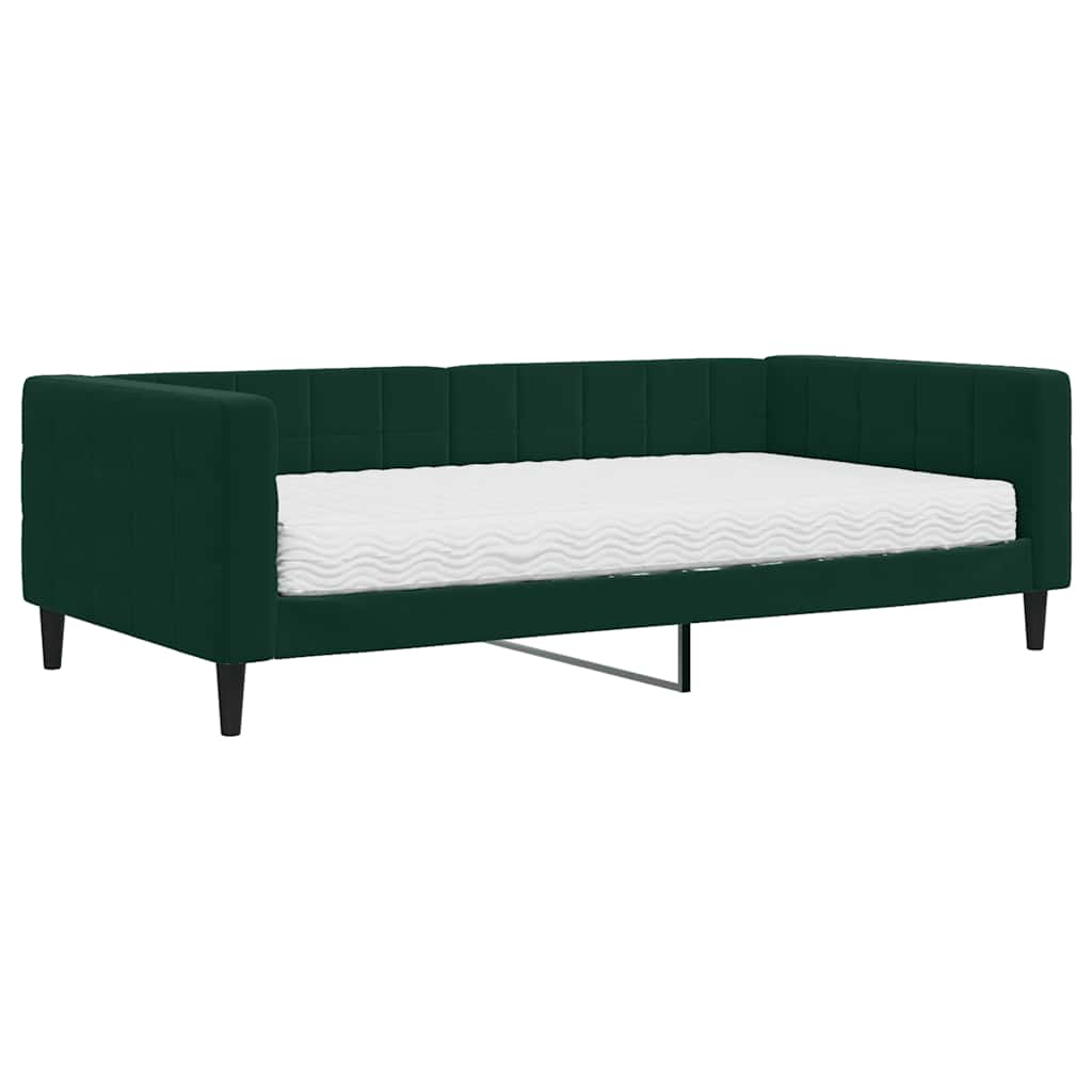 daybed med madras 100x200 cm velour mørkegrøn