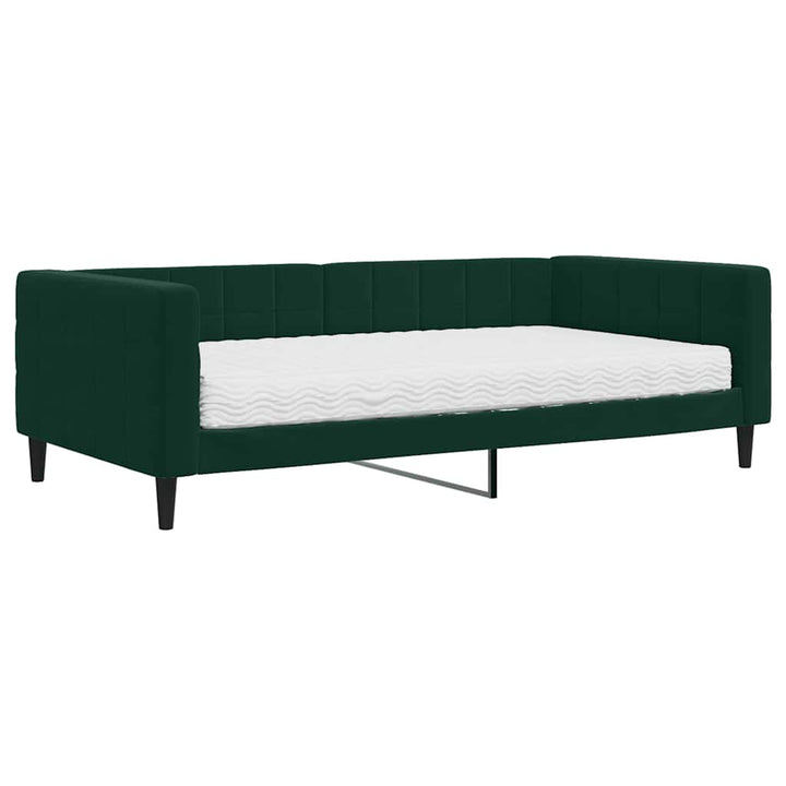 daybed med madras 100x200 cm velour mørkegrøn