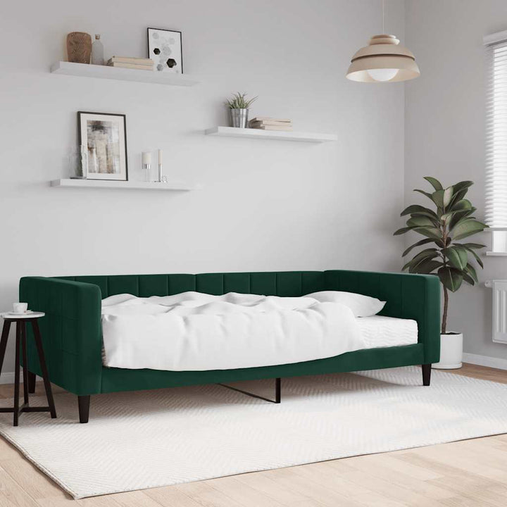daybed med madras 100x200 cm velour mørkegrøn