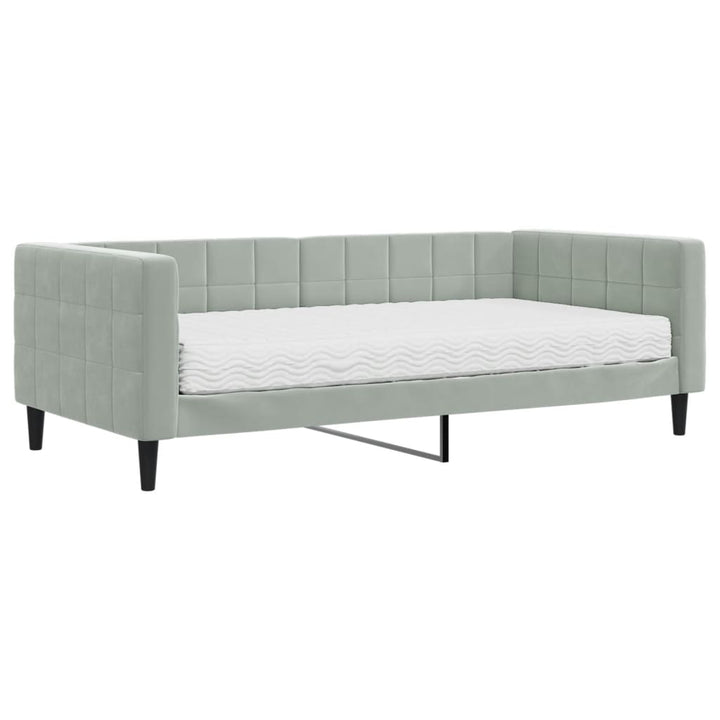 daybed med madras 90x190 cm velour lysegrå