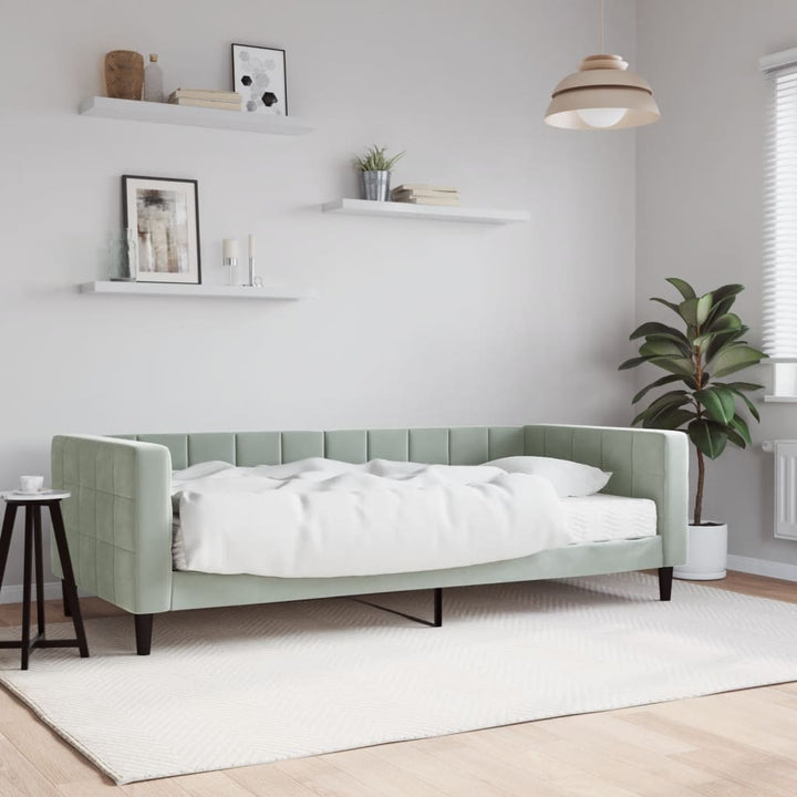 daybed med madras 90x190 cm velour lysegrå