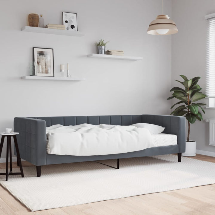 daybed med madras 90x190 cm velour mørkegrå