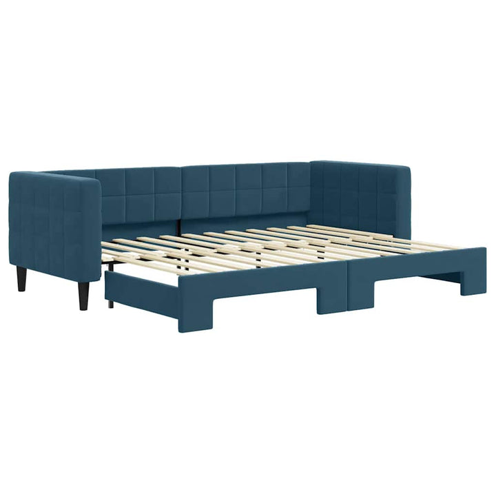 daybed med udtræk 80x200 cm velour blå