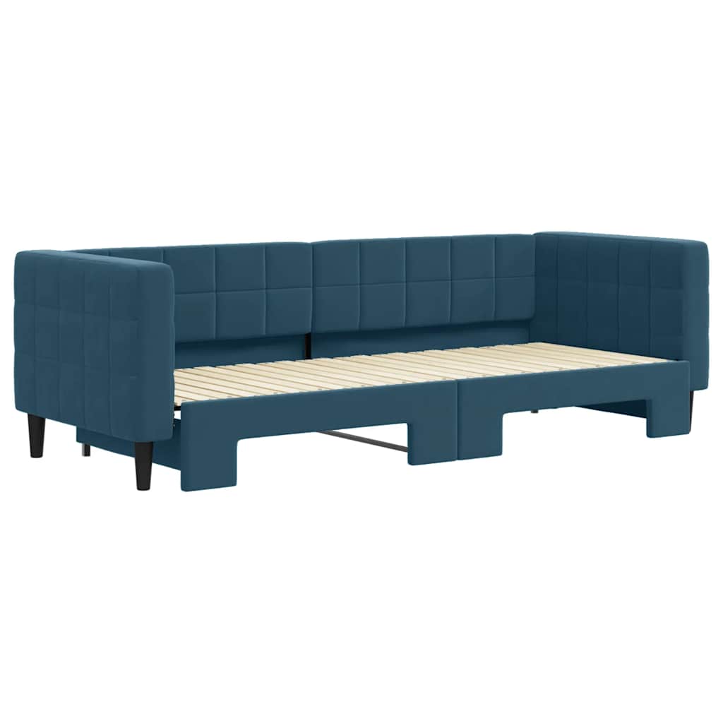 daybed med udtræk 80x200 cm velour blå