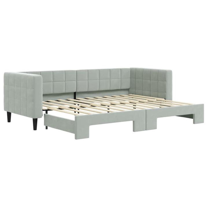 daybed med udtræk 80x200 cm velour lysegrå