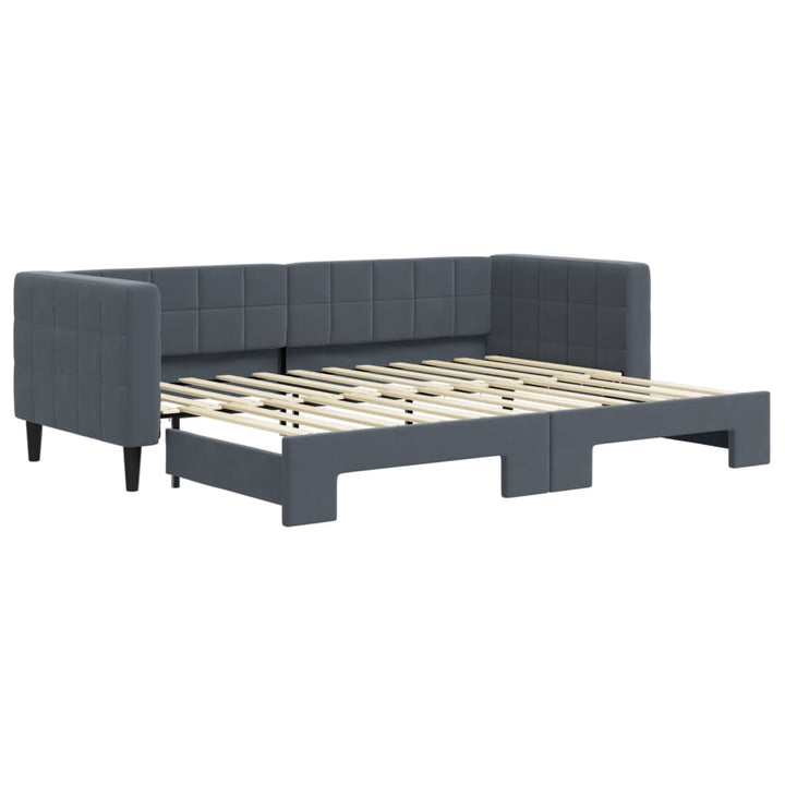 daybed med udtræk 80x200 cm velour mørkegrå