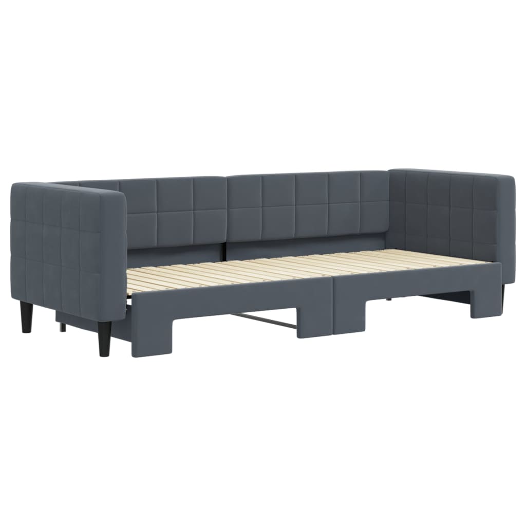daybed med udtræk 80x200 cm velour mørkegrå