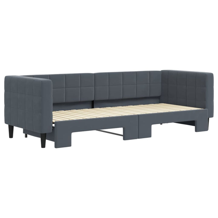 daybed med udtræk 80x200 cm velour mørkegrå