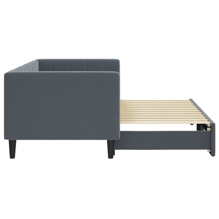 daybed med udtræk 80x200 cm velour mørkegrå