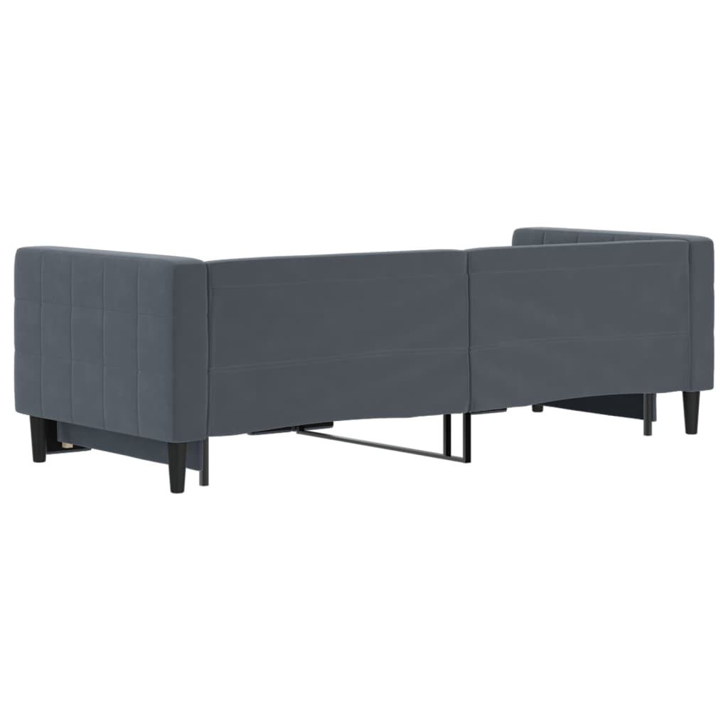 daybed med udtræk 80x200 cm velour mørkegrå