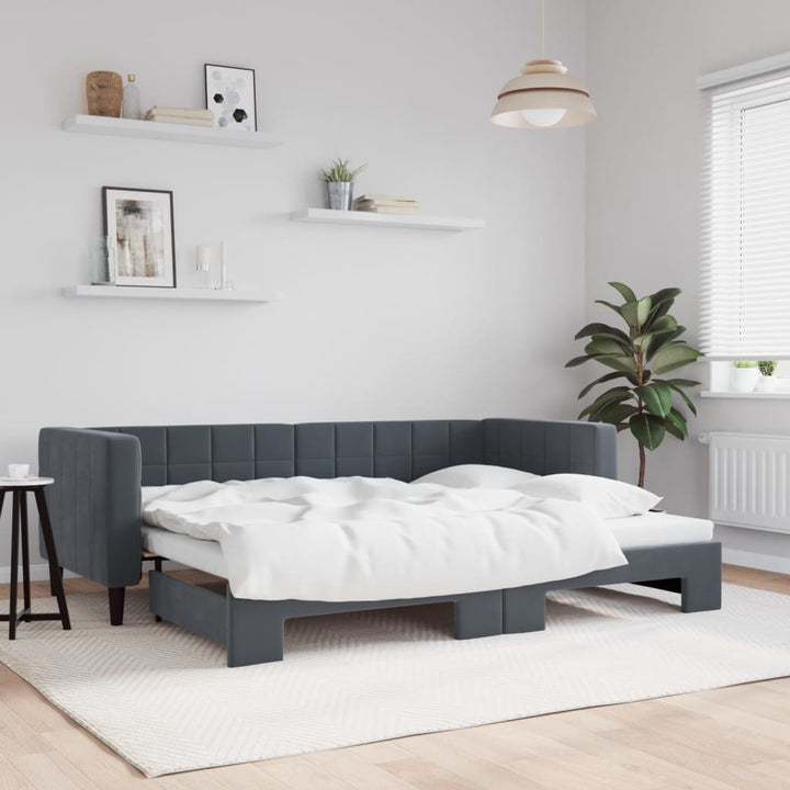 daybed med udtræk 80x200 cm velour mørkegrå