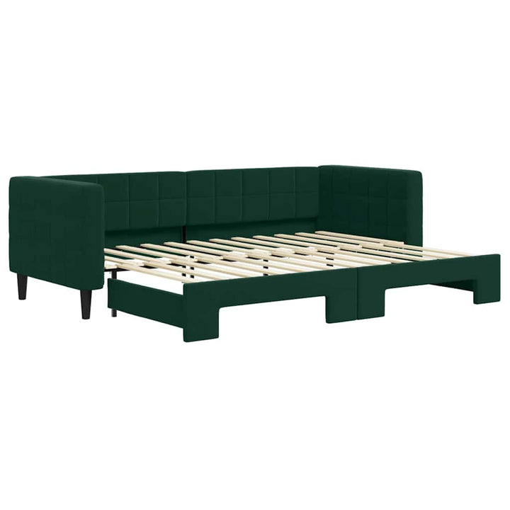 daybed med udtræk 80x200 cm velour mørkegrøn
